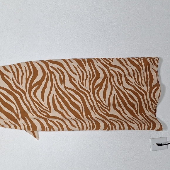 Animal Print NEW Brown Tan Academia Waist Tie Party Maxi Dress Size XS - Picture 9 of 10